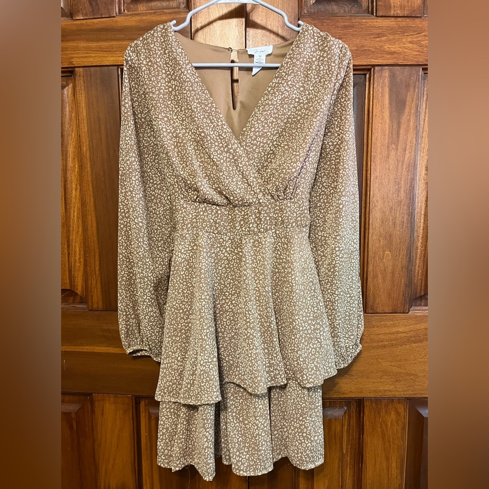 Elegant Tan Leopard Print Dress